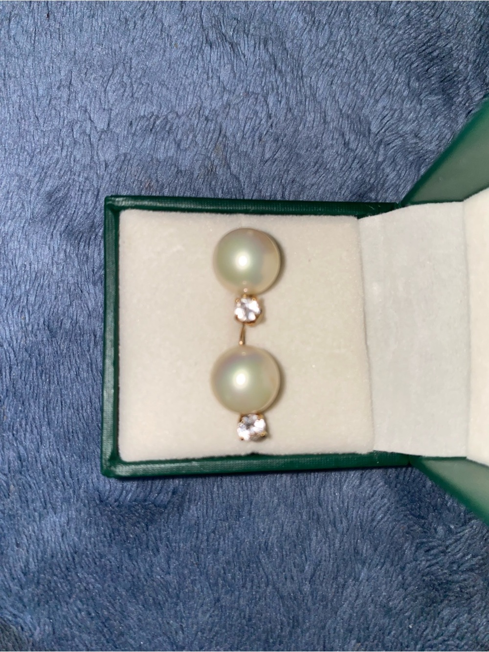 Classic Pearl Drop Earrings with White Crystal Accents - White Pearls